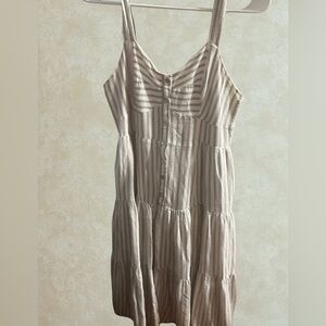 Maurices Cream and Gray Button-Down Dress